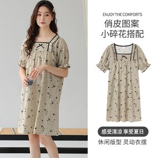 睡衣特大码 睡裙女夏纯棉短袖 家居服200斤220斤240斤5XL6XL连衣裙