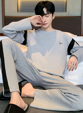 加肥特大码纯棉睡衣男款秋冬长袖家居服套装胖子240-250-260斤6XL