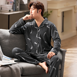 春秋宽松肥佬200斤350斤6XL7XL 250斤长袖 特大码 300斤睡衣纯棉男士