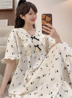 加大睡衣特大号女夏季睡裙纯棉短袖胖mmT恤裙连衣裙200斤220斤5XL