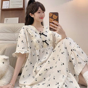 加大睡衣特大号女夏季睡裙纯棉短袖胖mmT恤裙连衣裙200斤220斤5XL