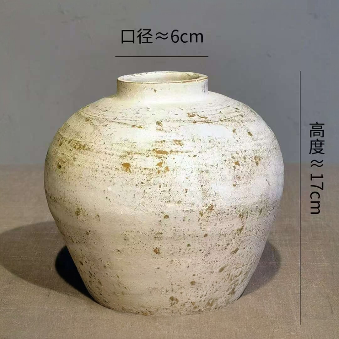 侘寂风花瓶陶瓷高级感复古桌面摆件客厅民宿干花插花中式高级陶罐