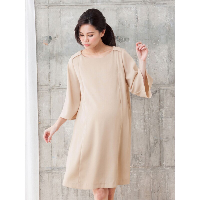 angeliebe孕妇产前产后哺乳连衣裙雪纺喇叭袖a版连衣裙夏22570