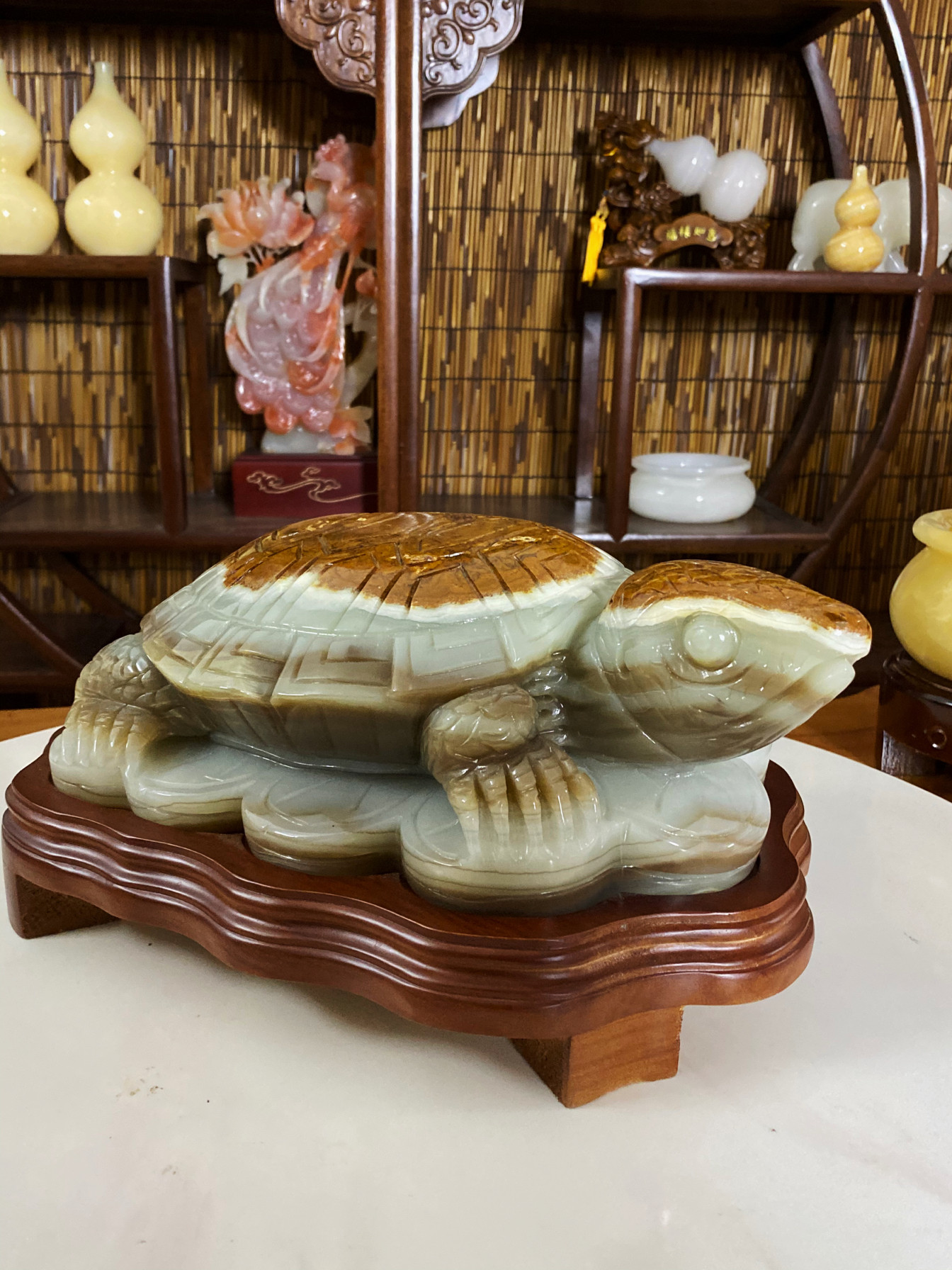 原石奇石天然玄关客厅摆件纯天然风水招财玉石长寿龟玉石乌龟