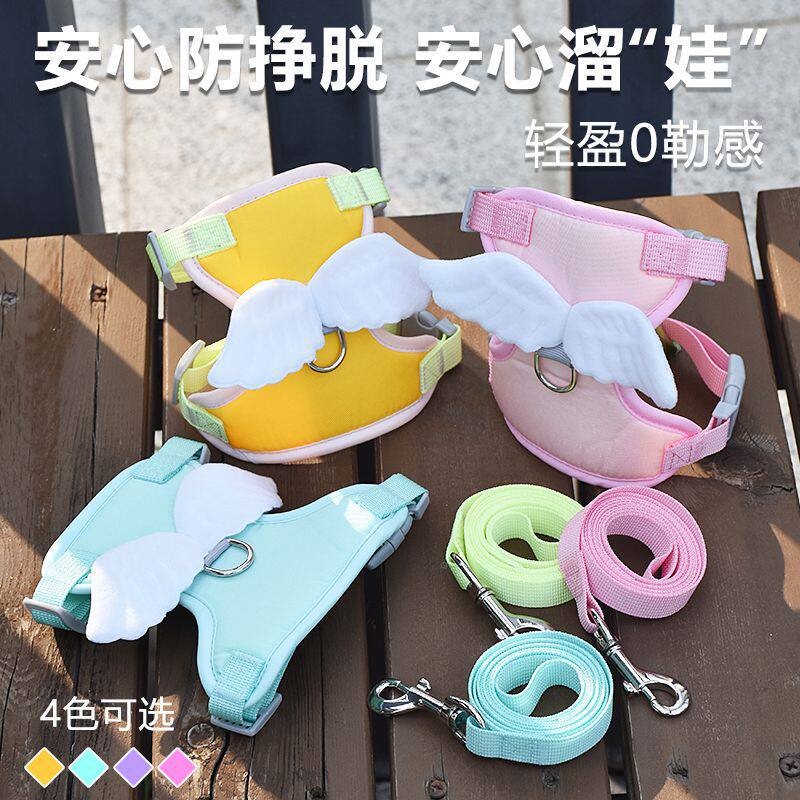 天使翅膀猫咪牵引绳胸背带防挣脱夏季幼猫绳背心小体型狗狗牵引绳