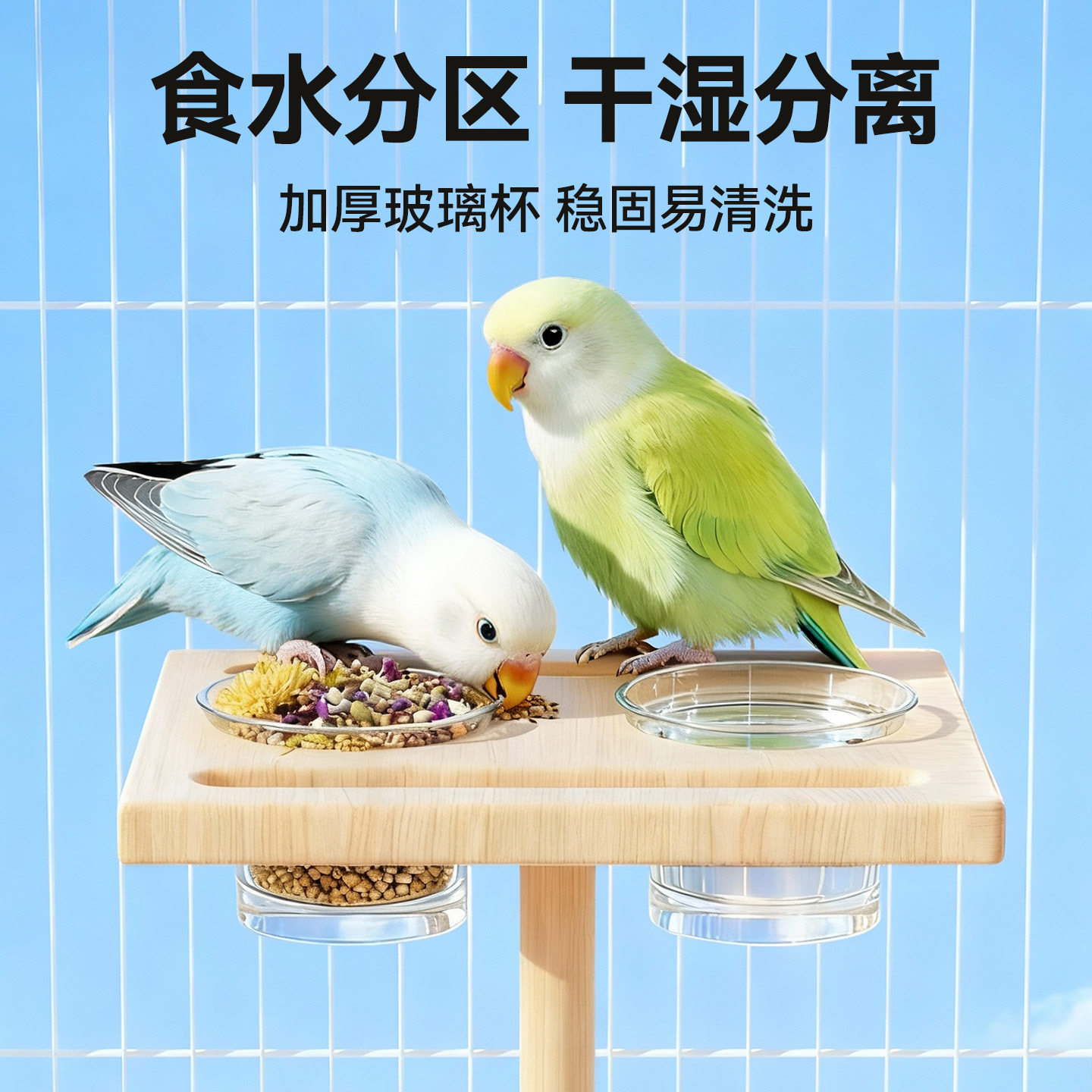 鹦鹉食盒空中食盒喂食器防溅鸟食盘鸟用饮水器站台架玩具鸟笼配件