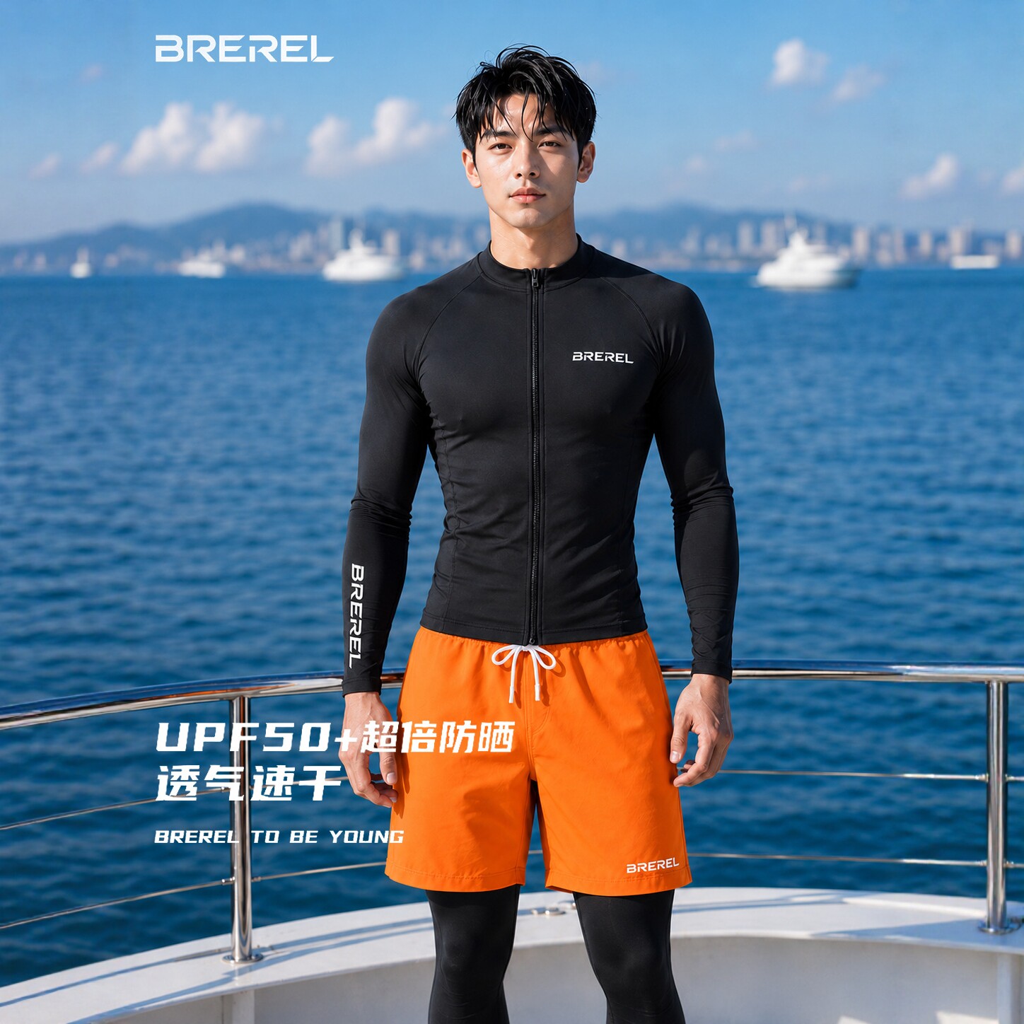 男士桨板防晒速干泳衣冲浪衣潜水图片