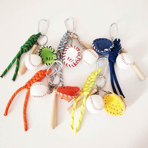 日韩ins棒球挂件 车钥匙登山绳挂件包包配饰棒球miu小众彩色编绳