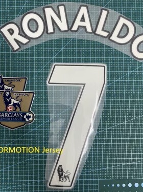 20072013英超绒号白色主场字母A-Z号码0-9 0713年C罗植绒印号