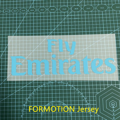皇马胸前广告赞助阿联酋航空fly emirates多色烫画热烫印定制