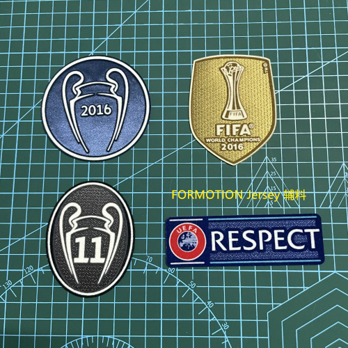 2016-17欧冠章 11次杯 RESPECT臂章欧冠章公平竞技热转印植绒徽章
