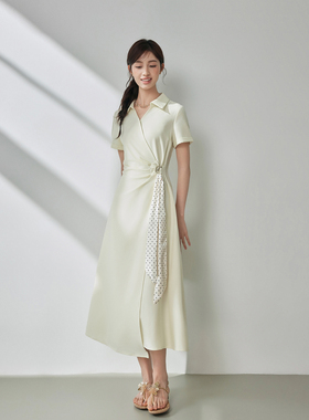 06/15 PM20:00上新 法式白色衬衫连衣裙女夏日绝美小个子polo长裙