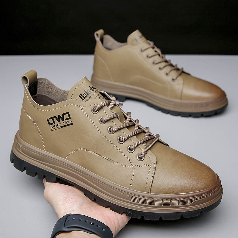 秋季薄款切尔西靴男靴英伦风马丁靴男低帮工装靴高帮厚底男鞋皮靴