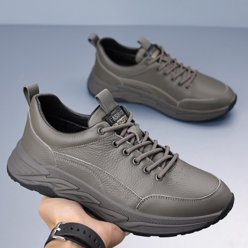 头层牛皮冬季新款男士棉鞋加绒运动鞋低帮休闲鞋男款保暖男鞋鞋子