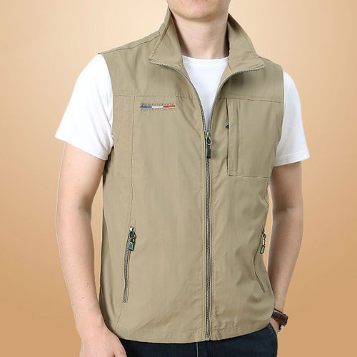 多巴胺春秋季马夹男休闲大码多口袋外穿马甲速干薄款无袖运动坎肩