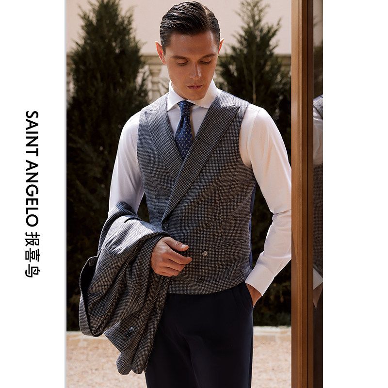 报喜鸟马甲定制商务休闲西装马甲婚庆宴会时尚马甲单排扣羊毛马甲