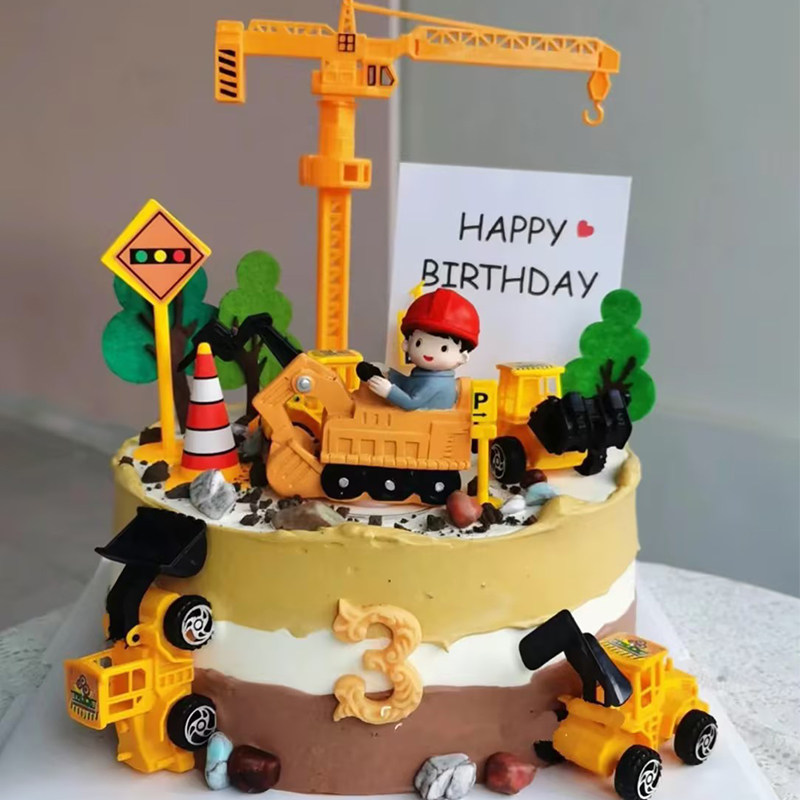 工程车蛋糕装饰挖掘机挖土机推土机儿童玩具生日派对摆件插件吊塔,节庆用品/礼品,节日装扮用品,淘宝优惠券,粉丝福利购,淘宝优惠卷