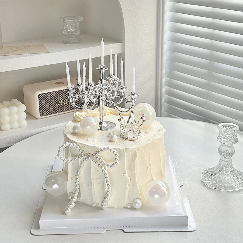 浪漫情人节蛋糕珍珠蝴蝶结唯美