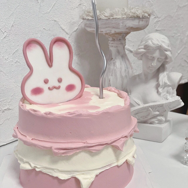 网红简约风小兔子蛋糕装饰粉色少女心可爱兔子女神生日派对甜品台
