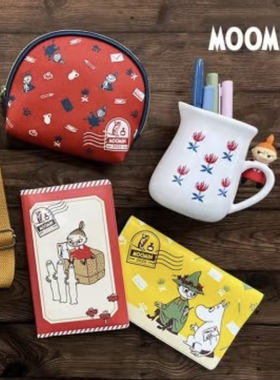日单moomin亚美 邮局限定 红色邮戳化妆包半圆包贝壳包小物收纳包
