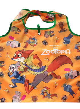 日单 疯狂动物城 橙色满印可折叠环保袋 超市购物袋 单肩包手提袋