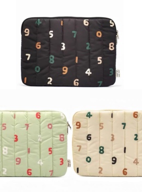 日系简约数字sousou手提平板电脑包多功能收纳包夹棉内胆袋公文包