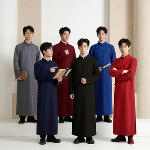 相声大褂演出服五四青年学生装长衫长袍说书男民国服装儿童舞台装