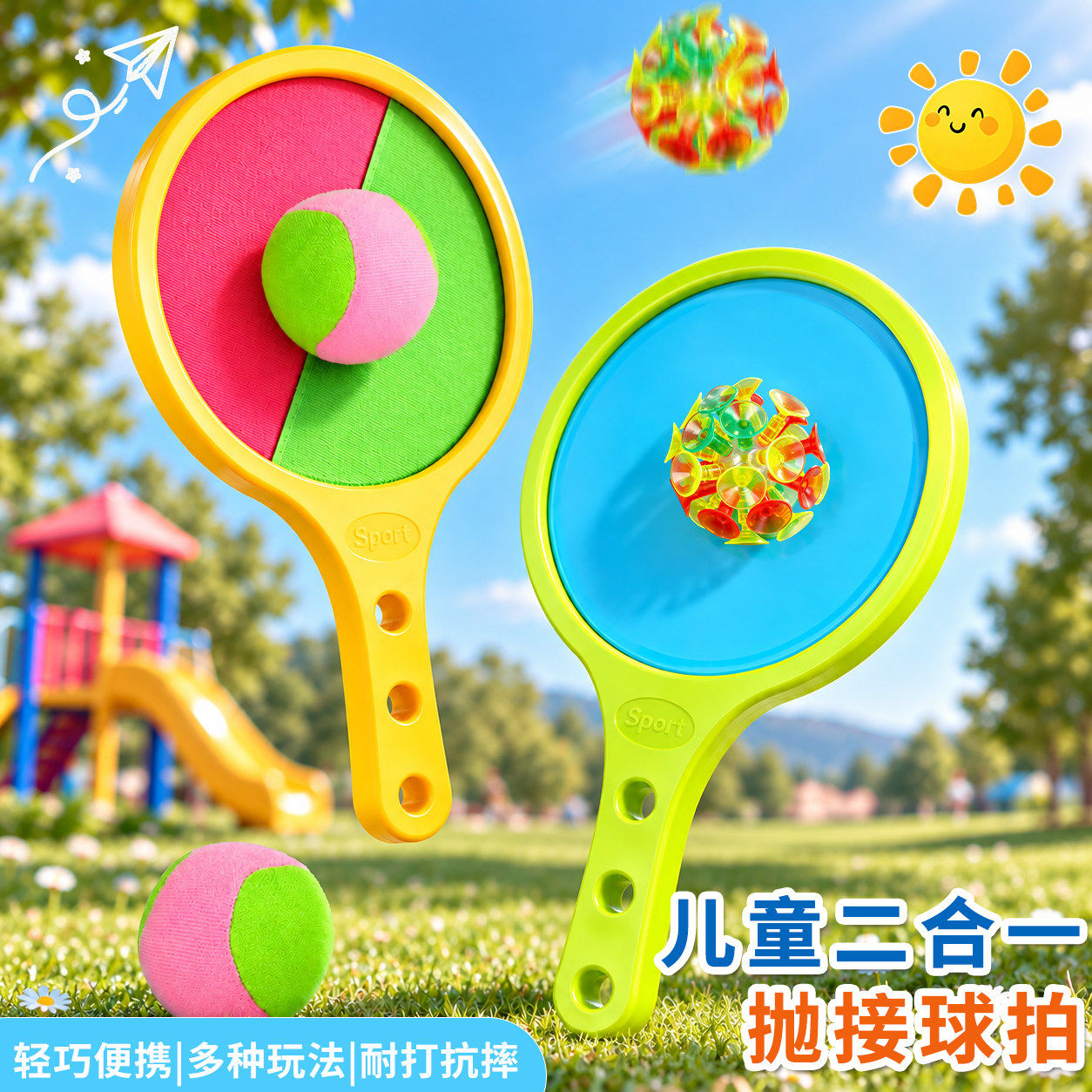 儿童吸盘抛接球玩具宝宝球拍