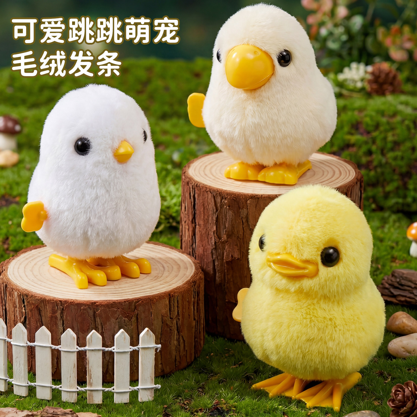 婴儿跳跳毛绒鹦鹉玩具小鸡上弦发条小黄鸭儿童宝宝学爬行抬头练习