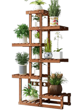 新款实木多层花架子室内客厅置物架室外阳台植物花盆架落地式加轮