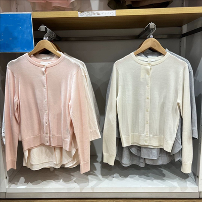 日单女装精纺针织混纺圆领针织开衫2025秋冬长袖可机洗 478331