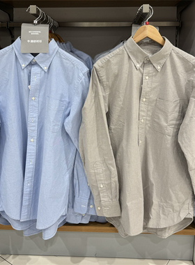 日单男装女装牛津纺衬衫长袖纯色衬衣休闲外套秋季Y470293 464929