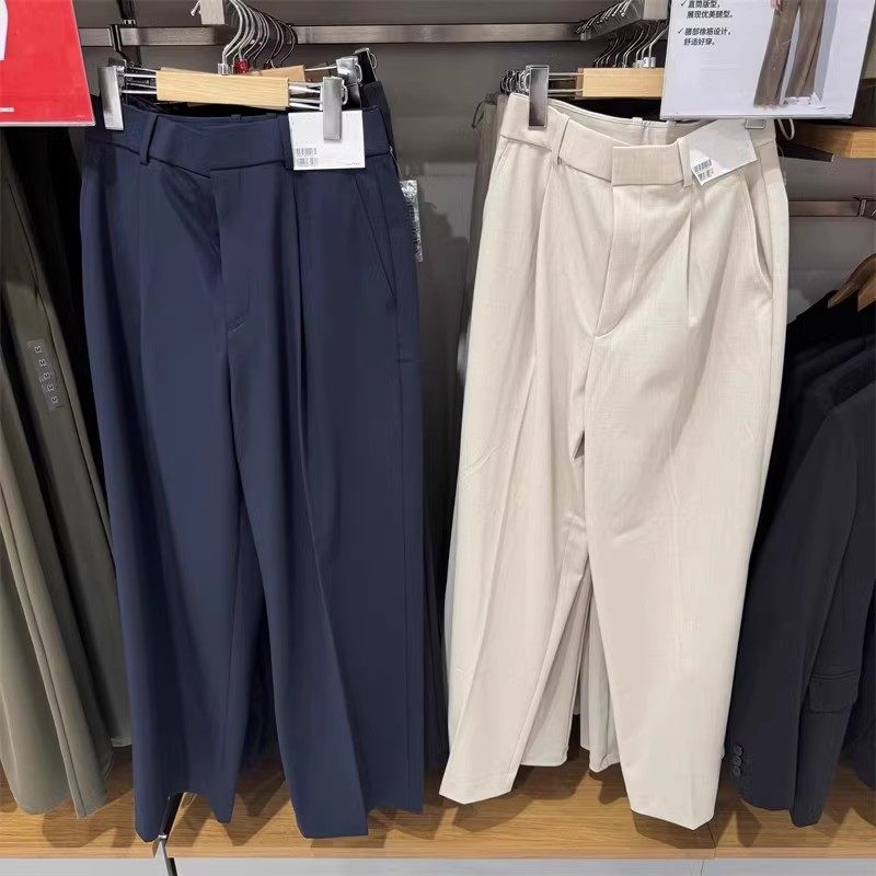 日单女装25春秋新款打褶宽腿裤长裤阔腿裤百搭休闲裤西装裤469854,女装/女士精品,西装裤/正装裤,淘宝优惠券,粉丝福利购,淘宝优惠卷