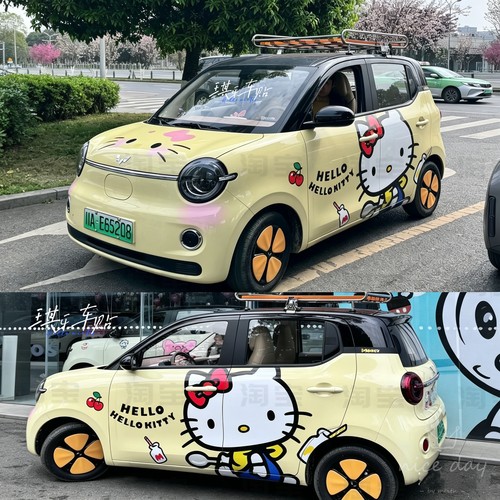 五代宏光mini evKT猫车贴拉花糯玉米 小蚂蚁卡通可爱装饰车身贴纸