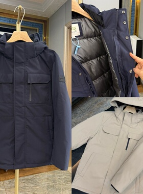 工装款户外休闲羽绒服 90%鸭绒连帽多口袋派克大衣羽绒衣外套男