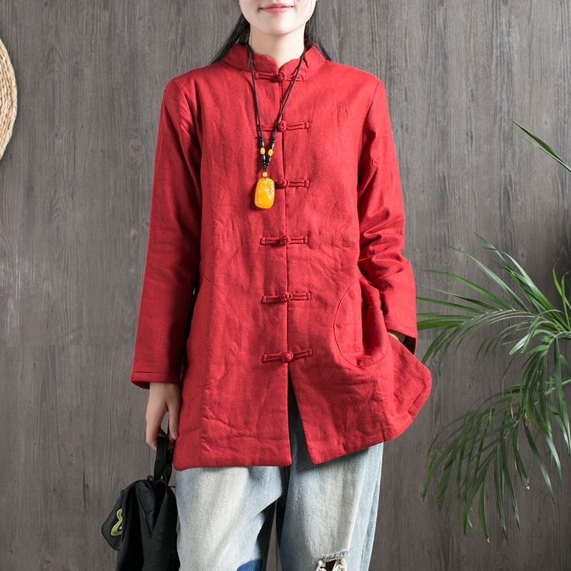 原创春季中国风棉服女中式立领唐装太极服棉衣复古盘扣中长款棉袄