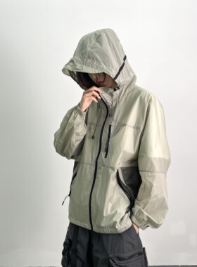VTPS国潮情侣夏季拉链机能防水防晒衣男女宽松连帽工装防晒外套