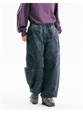 VTPS国潮情侣美式日系复古龟裂水洗做旧弯刀长裤男女宽松工装裤