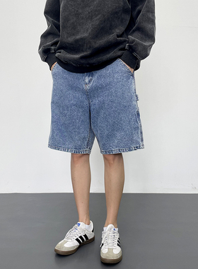 VTPS国潮情侣夏美式复古伐木工牛仔短裤多口袋水洗宽松男女五分裤