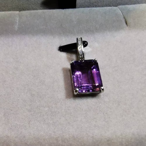 【luna与胖弟】 JN-CBGF6-32 紫水晶银镶龙胆紫祖母绿切吊坠