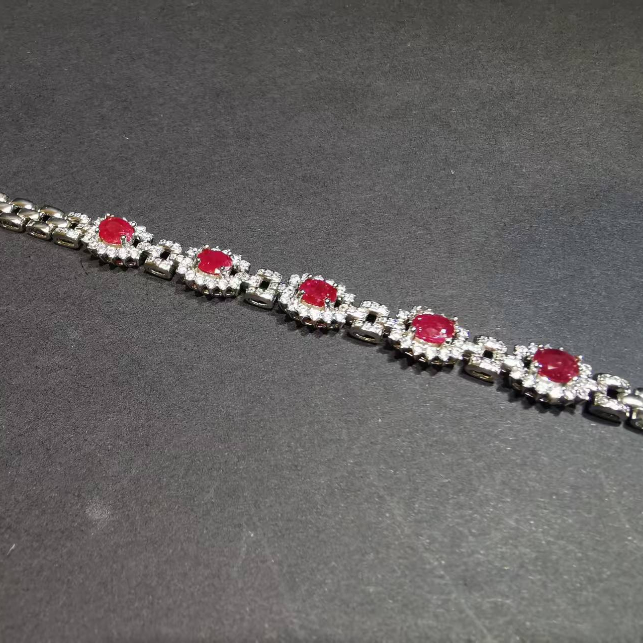 【luna与胖弟】JN-CBGF7-44 红宝石银镶手链