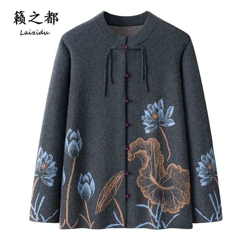 籁之都中老年女妈妈秋冬新款针织开衫外套加厚保暖毛衣大码宽松版