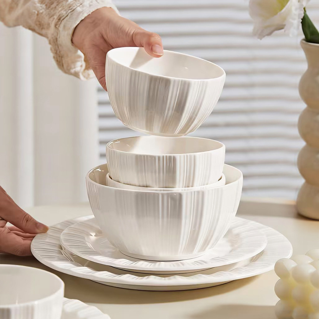 中式白色饭碗简约餐具碗家用