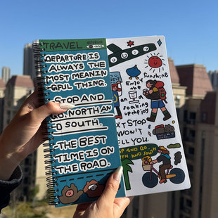 蜜柚本本X阿Ding插画师联名款笔记本四合一内页涂鸦日程本线圈本