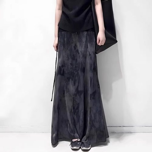 高级扎染半身裙女2025夏季新款松紧腰a字包臀裙宽松显瘦百搭长裙