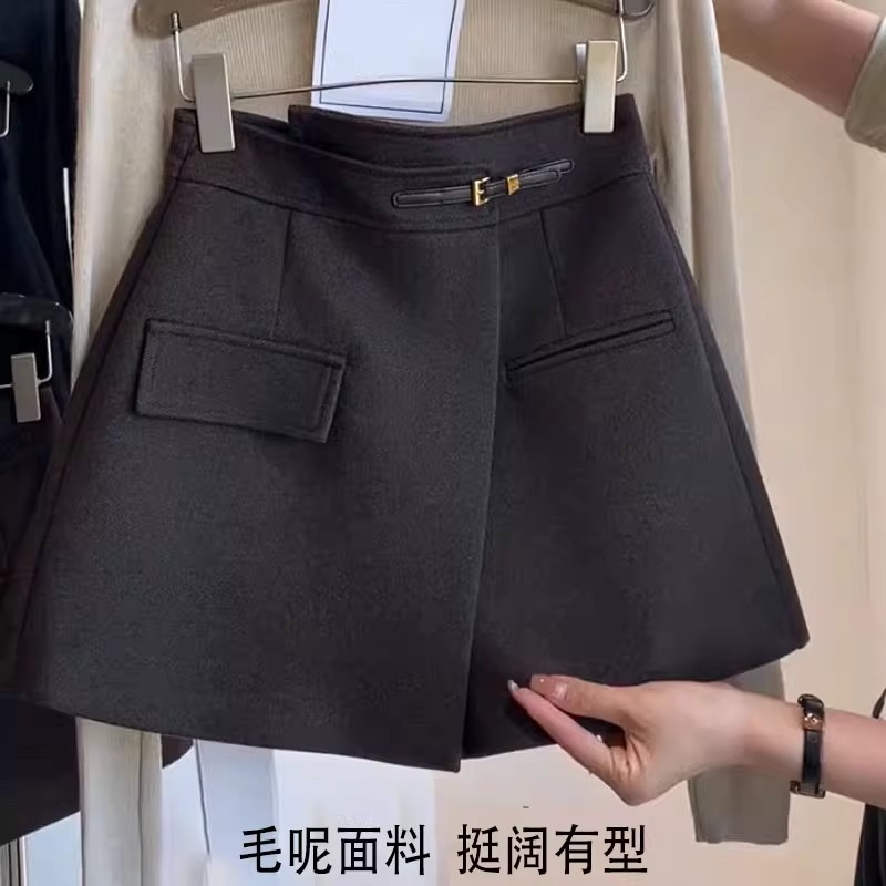 高腰修身显瘦减龄西装裤阔腿裤A字裙学院风小个子毛呢短裙裤