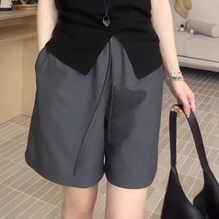 短褲 西裝 新款 子潮 寬松高腰顯瘦松緊腰五分褲 女士褲 薄款 女2025夏季