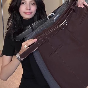 气质半身裙 高腰显瘦简约时尚 设计感咖棕色短裙女2025秋季 流行新款