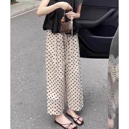 裤子2026新款今年流行爆款夏季棉麻阔腿裤气质波点九分哈伦萝卜裤