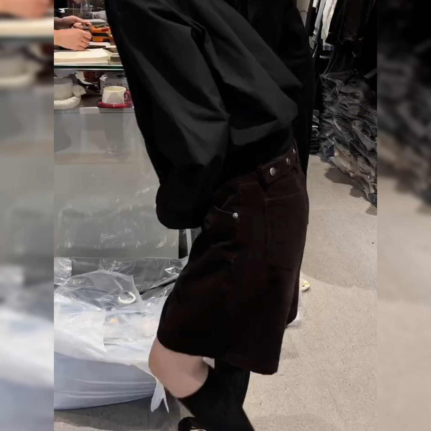 灯芯绒休闲短裤女2026秋季新款大码胖mm宽松显瘦a字五分阔腿中裤